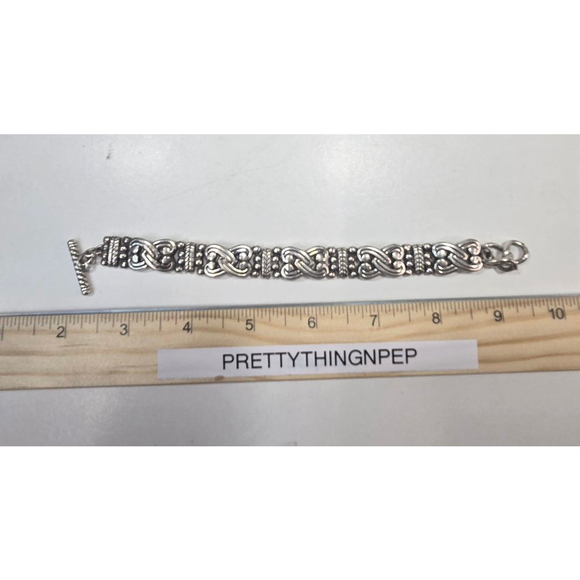 Brighton Bracelet Manzanita Silver Tone Interlocking Hearts Panel Toggle Clasp - Picture 5 of 6